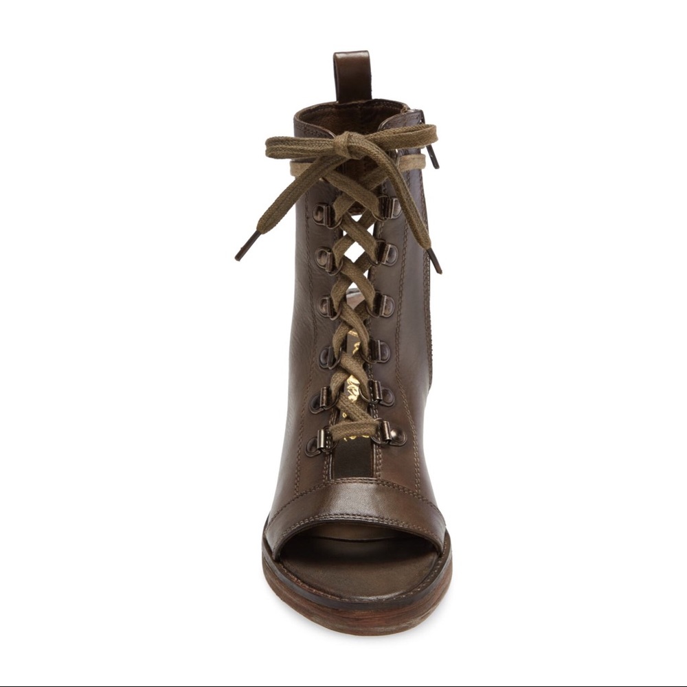 NEW Free People Brown Open Toe Leather Booties City of Lights Size EU40 US10 - Picture 6 of 14
